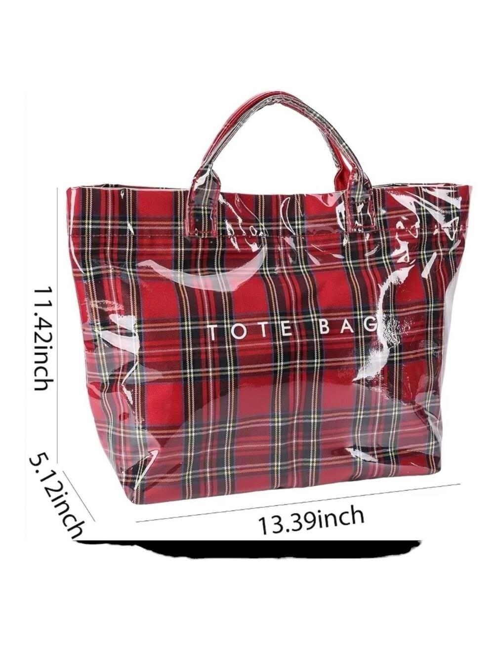 PVC Tote Bag Women's Letters Print Tote Bag Large Paper Tote Bag Carry All Bag - Picture 7 of 7